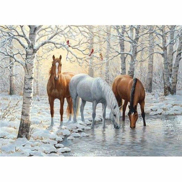 Les canassons blanc de brown - modèle M001 | Broderie de diamant - Animaux Cheval Produit