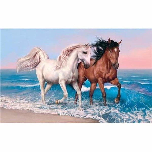 Les canassons blanc de brown - modèle M002 | Diamond painting complet - Animaux Cheval Produit