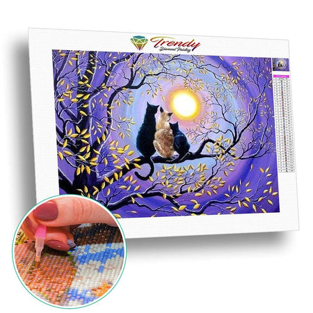 Les chats dans la lune - modèle M005 | Diamond painting grand format - Animaux Chat Produit