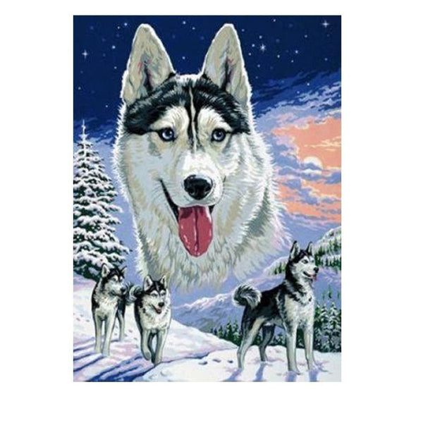 Les chiens des neiges | Tableau diamant - Animaux Chien Produit