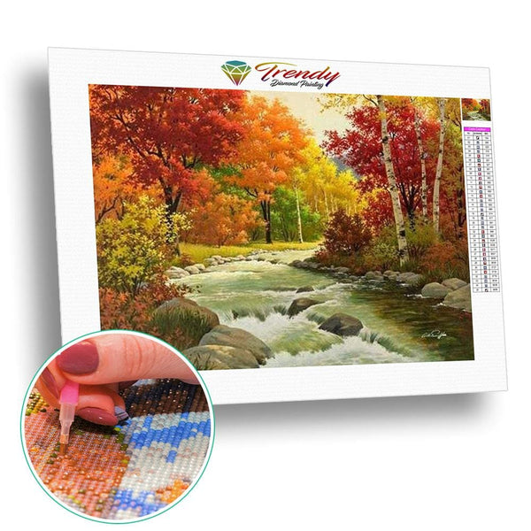 Les couleurs de lautomne - modèle M002 | Broderie point de diamant - Automne Paysage Produit