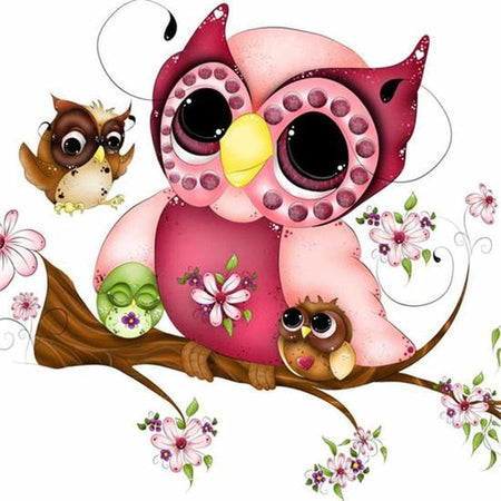 Les hiboux tout doux - modèle M003 | Broderie point de diamant - Animaux Dessin Dessin crayon Oiseau Produit
