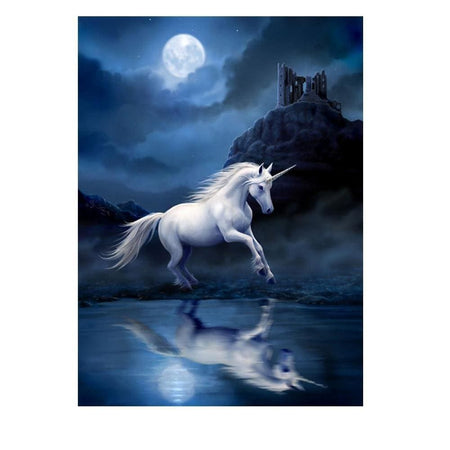 Licorne en pleine lune | Tableau diamant - Animaux Cheval Licorne Produit