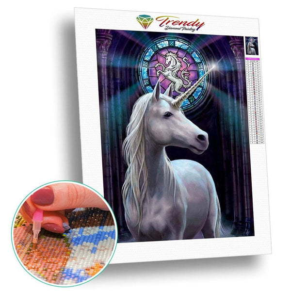 Licorne sur vitrail | Peinture diamant - Animaux Cheval Licorne Produit