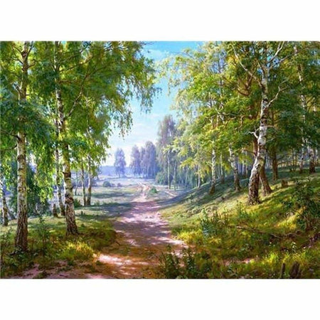 Lit de rivière dans la forêt - modèle M004 | Broderie diamant toile entière - En forêt Paysage Produit
