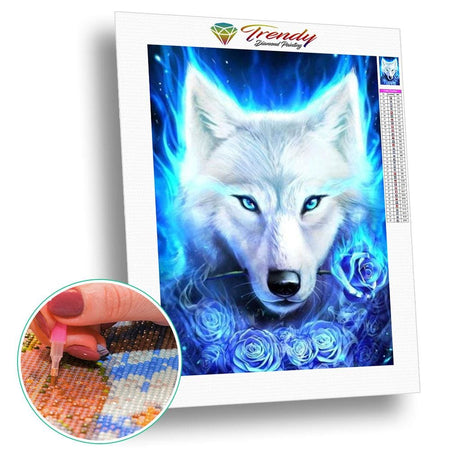 Loup néon | Kit de broderie de diamant - Animaux Chien Loup portrait Produit
