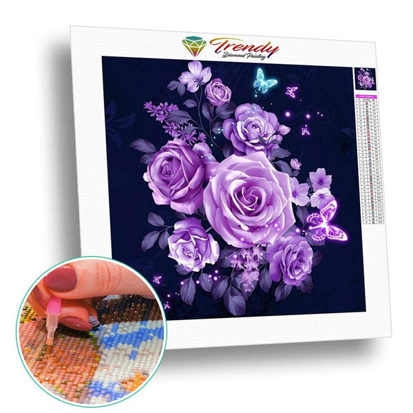 Magnifique roses violettes | Diamond painting kit - Fleur Fleur et plante Produit