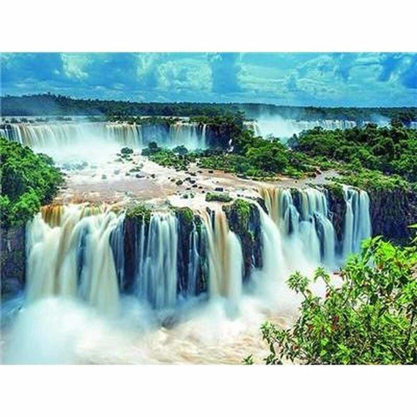 Majestueuse chute deau - modèle M001 | Broderie diamant kit complet - En forêt Paysage Produit Été