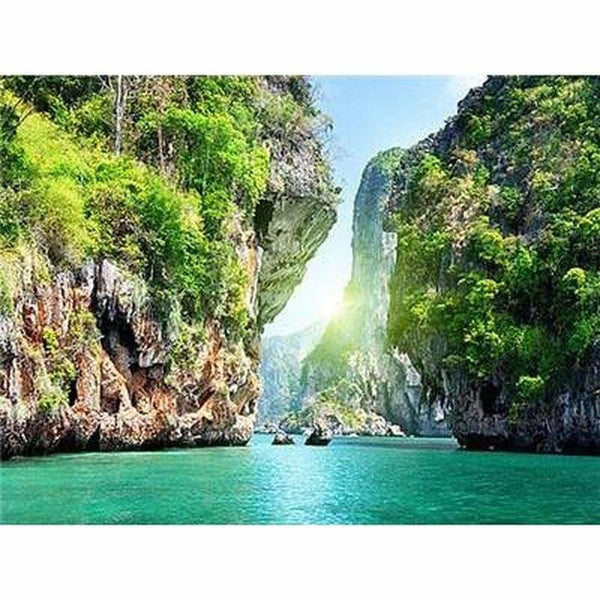 Majestueuse chute deau - modèle M002 | Broderie diamant complet - En forêt Paysage Produit Été