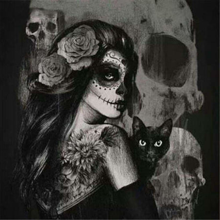 Maquillage Halloween mexicain - modèle M002 | Kit broderie diamant - Gothic Portrait Produit