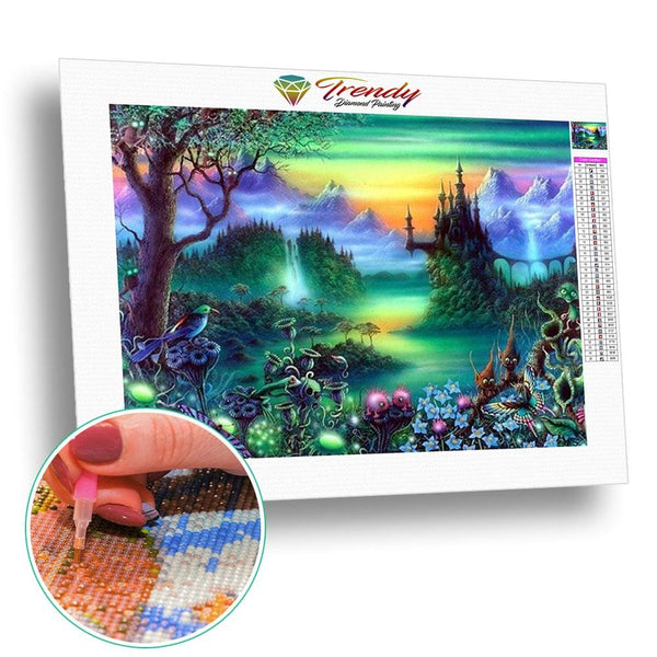 Mystique décor coloré et son chateau | Caneva diamant - Dessin Dessin crayon Paysage Produit À la montagne