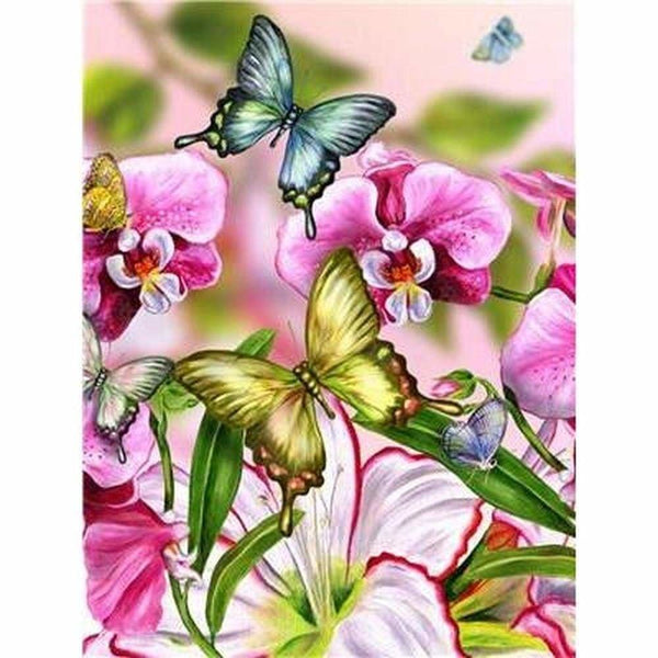 Orchidées papillon - modèle M002 | Broderie diamant - Dessin Dessin crayon Fleur Fleur et plante Produit