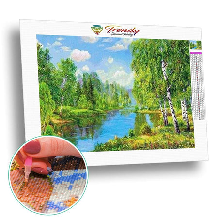 Peinture sur le thème de lété en foret - modèle M003 | Tableau diamant - En forêt Paysage Produit Été