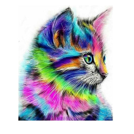 Petit chaton multicolore trop chou | Broderie diamant kit complet - Animaux Chat Produit