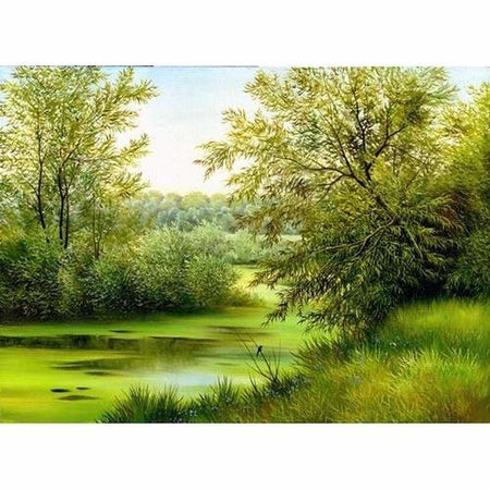 Petit décor 4 saisons printemps été automne hiver - modèle M004 | Tableau de diamant - Automne Hiver Paysage Printemps Produit