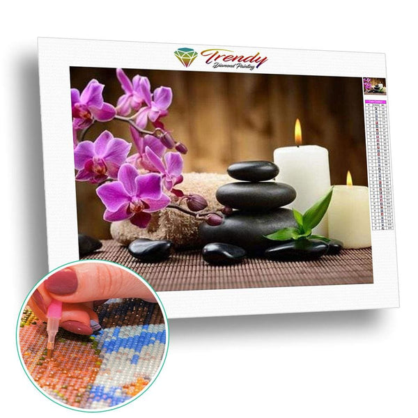 Relaxante orchidées - modèle M005 | Broderie diamant kit complet - Fleur Fleur et plante Produit Zen