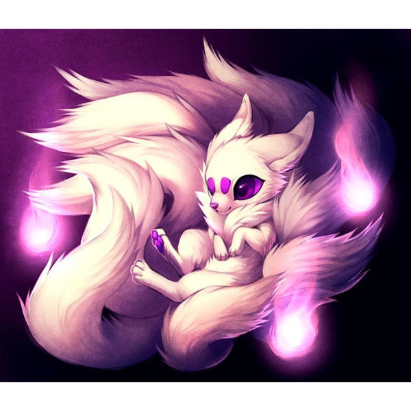 Renard à 9 queues | Kit de broderie de diamant - Animaux Autres animaux Dessin Dessin animé Produit