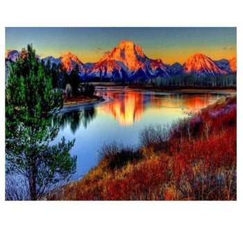 Reposantes montagne au couché de soleil | Diamond painting kit - Paysage Produit À la montagne