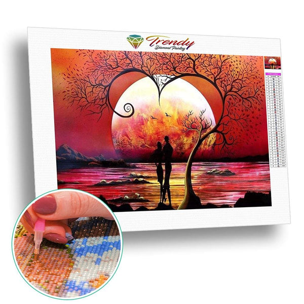Romantique pleine lune | Caneva diamant - Paysage Produit À la mer Été