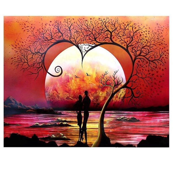 Romantique pleine lune | Caneva diamant - Paysage Produit À la mer Été