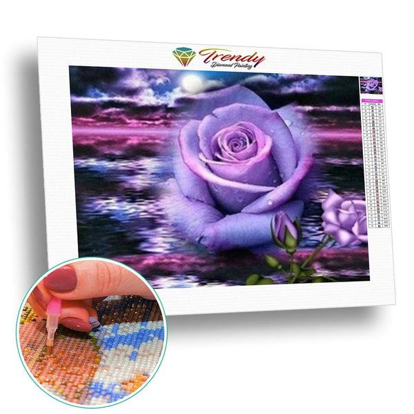 Rose violette | Kit broderie diamant - Fleur Fleur et plante Produit