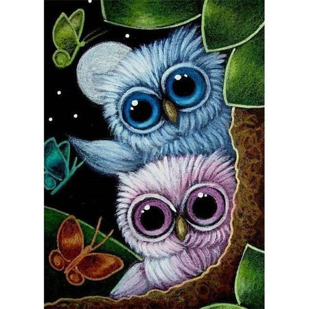 Roudoudou les hiboux - modèle M001 | Broderie diamant complet - Animaux Oiseau Produit