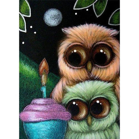 Roudoudou les hiboux - modèle M007 | Diamond painting kit - Animaux Oiseau Produit