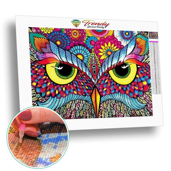 Sacré regard du hibou | Broderie de diamant - Dessin Dessin crayon Produit