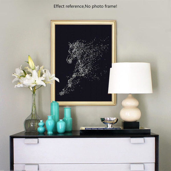 Silhouette de cheval goutte deau | Broderie diamant complet - Animaux Cheval Produit