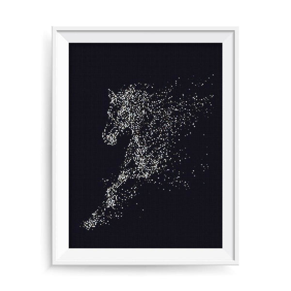 Silhouette de cheval goutte deau | Broderie diamant complet - Animaux Cheval Produit