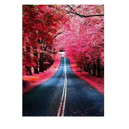 Sur la route de lautomne | Toile diamant - Automne Paysage Produit