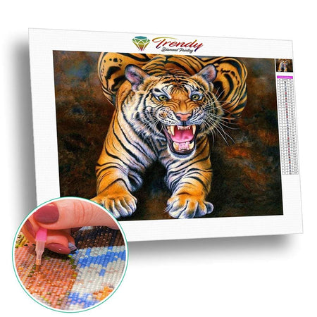 Tigre féroce | Broderie point de diamant - Animaux Produit Tigre
