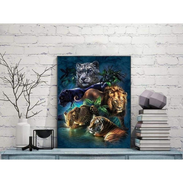 Tigre lion panthère guépard léopard | Diamond painting kit - 2 + 1 Offert Animaux Autres animaux Guépard Lion
