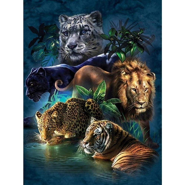 Tigre lion panthère guépard léopard | Diamond painting kit - 2 + 1 Offert Animaux Autres animaux Guépard Lion