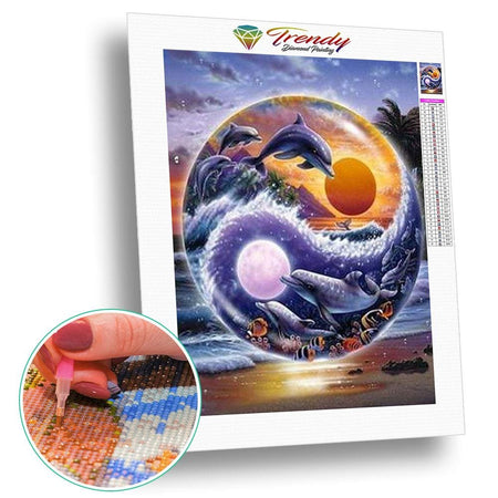 Ying et yang de la mer - modèle M001 | Broderie diamant kit complet - Animaux Poisson Produit