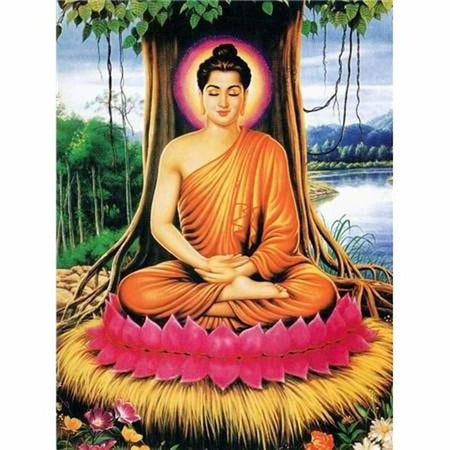 Zen méditation sous un arbre - modèle M001 | Diamond painting grand format - Bouddhisme Bouddhisme et Hindouisme Produit Religion Zen