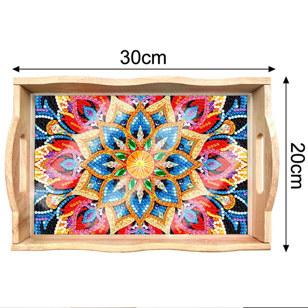 Plateau De Service DIY Peinture Diamant - 24x15,5 Cm - Bois Et Strass - Kit Complet Avec Outils - Pour Déco Maison, Cadeau Créatif - 11