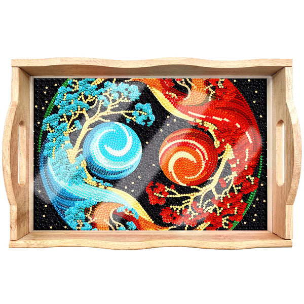 Plateau De Service DIY Peinture Diamant - 24x15,5 Cm - Bois Et Strass - Kit Complet Avec Outils - Pour Déco Maison, Cadeau Créatif - 5