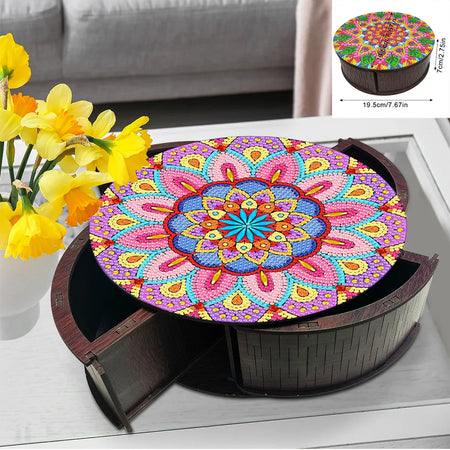 Boîte de rangement en bois avec peinture diamant