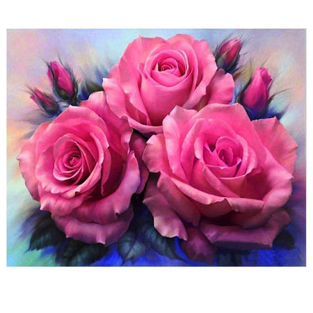 3 Roses roses | Broderie diamant kit complet - Fleur Fleur et plante Produit