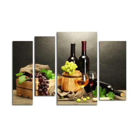 4 Pièces - Bouteilles de vin à table - 2 modèles | Kit de broderie de diamant - 17x49cm + 17x53cm + 34x60cm + 23x49cm / M001 / Carré 4