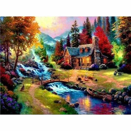 À la campagne en saison - modèle M004 | Kit broderie diamant - Automne En forêt Printemps Produit Été