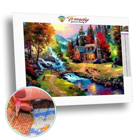 À la campagne en saison - modèle M004 | Kit broderie diamant - Automne En forêt Printemps Produit Été