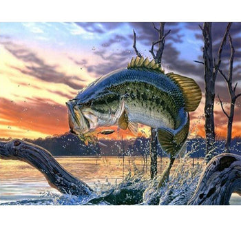 Achigan à grande bouche | Peinture diamant - Animaux Poisson Produit