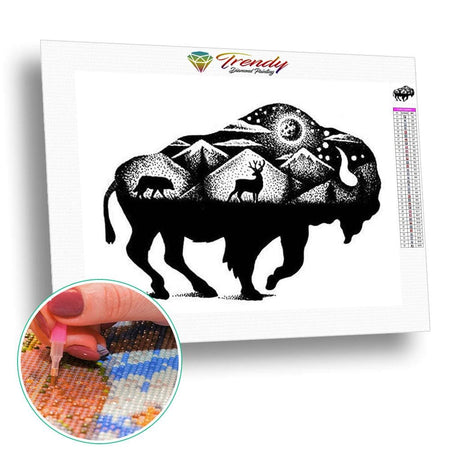 Animaux noir et blanc - modèle M003 | Kit broderie diamant - Animaux Autres animaux Bison Produit