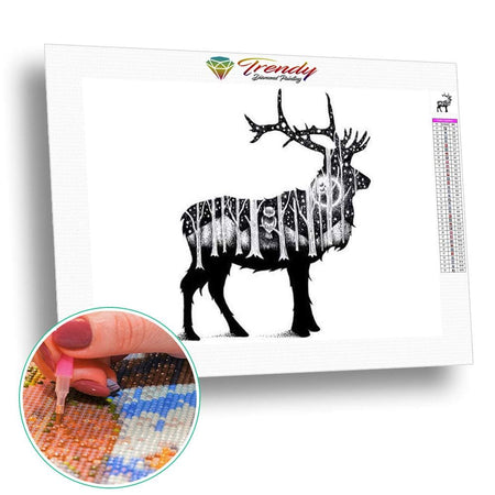 Animaux noir et blanc - modèle M004 | Broderie diamant kit complet - Animaux Autres animaux Cerf Produit
