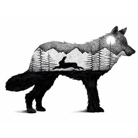 Animaux noir et blanc - modèle M005 | Broderie diamant complet - Animaux Autres animaux Chien Produit Renard