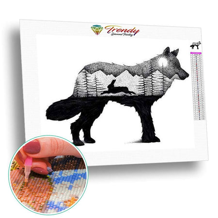Animaux noir et blanc - modèle M005 | Broderie diamant complet - Animaux Autres animaux Chien Produit Renard