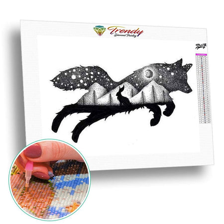 Animaux noir et blanc - modèle M006 | Kit de broderie de diamant - Animaux Autres animaux Chien Produit Renard