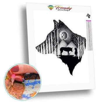 Animaux noir et blanc - modèle M007 | Broderie diamant kit - Animaux Autres animaux Chien Loup Produit